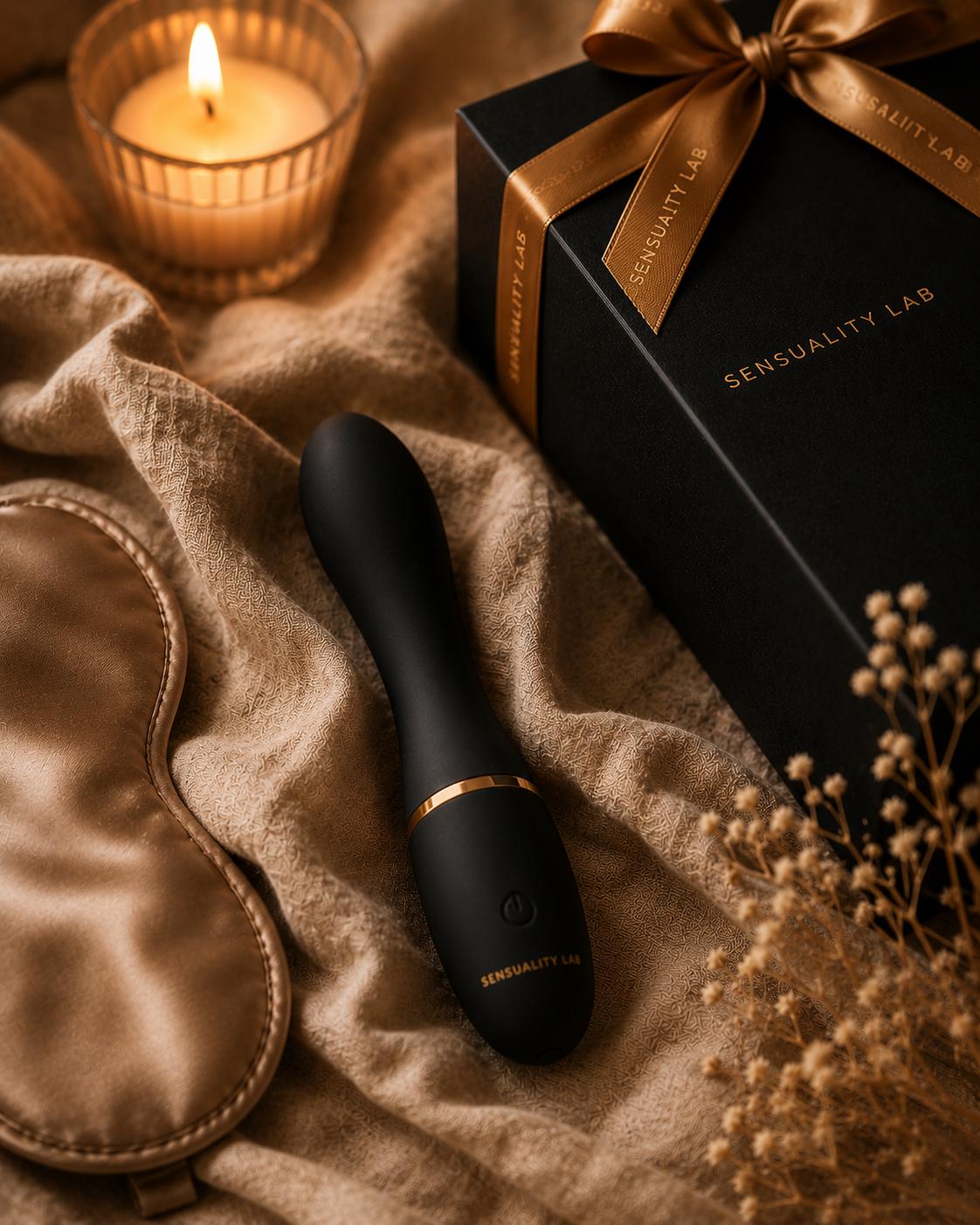 Calm, approachable imagery for a review page of personal wellness products for solo use