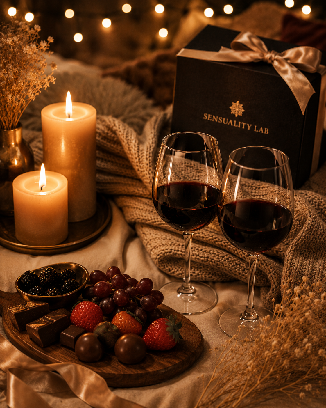 Elegant romantic gift styling for date night at home gifts that make staying in feel special