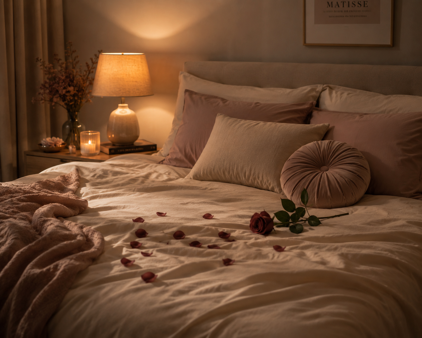 Warm, ambient imagery for a guide on creating a romantic atmosphere at home
